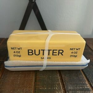 Dwell Studio STICK OF BUTTER Butter Dish With Lid Farmhouse Ceramic NEW